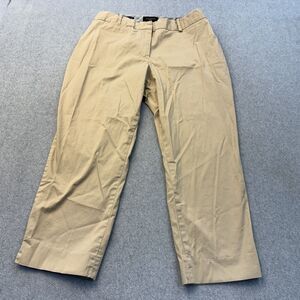 Talbots Pants Women's 14W Beige Cropped Chino Flat Front Office Wear READ